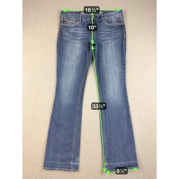 Express Jeans Womens Sz 10 Long Stella Boot Cut Low Rise Slim Fit Stretch Denim - Picture 3 of 11